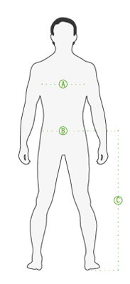 Vyrų/unisex dydžių iliustracija